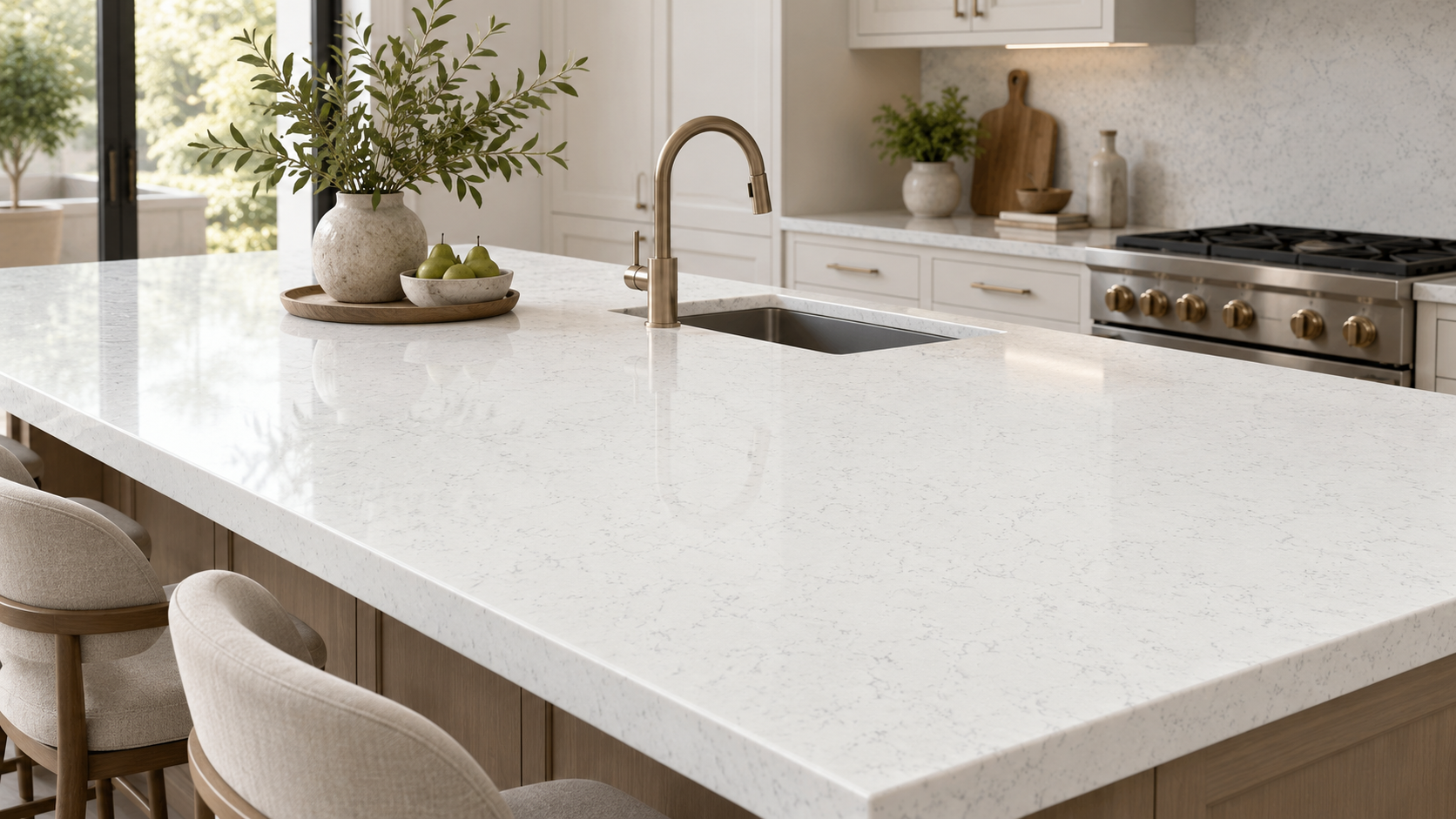 Aurea Surfaces Solari Cloud ZERO Collection kitchen island application