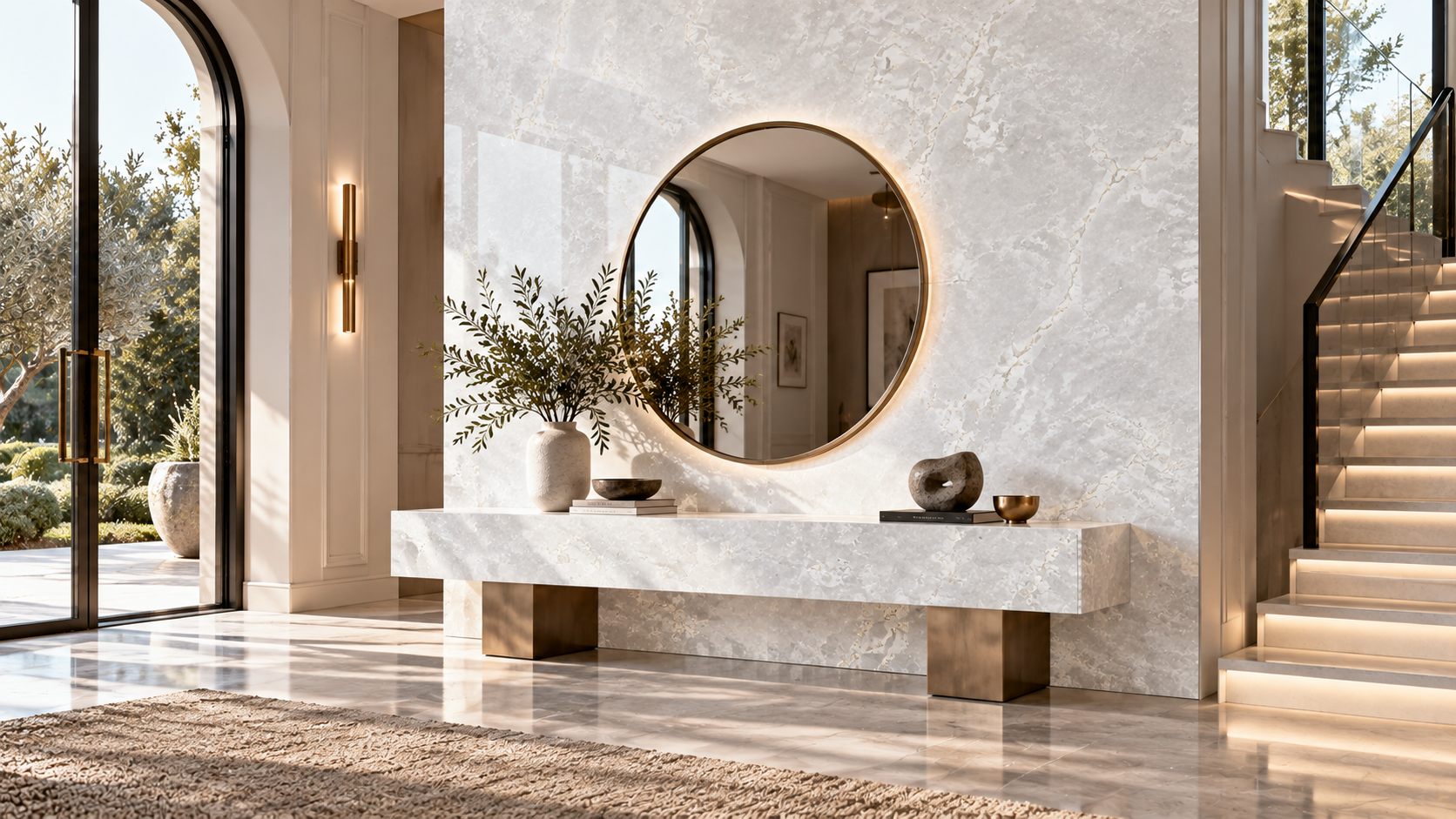 Aurea Surfaces Onyx Silver ZERO Collection foyer application