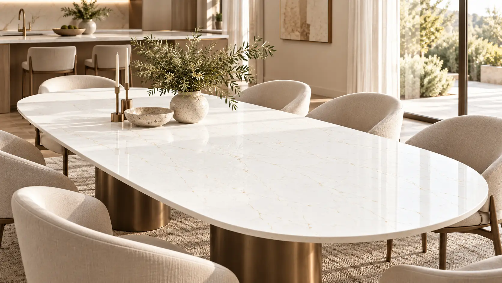 Aurea Surfaces Mirage Gold ZERO Collection dining application