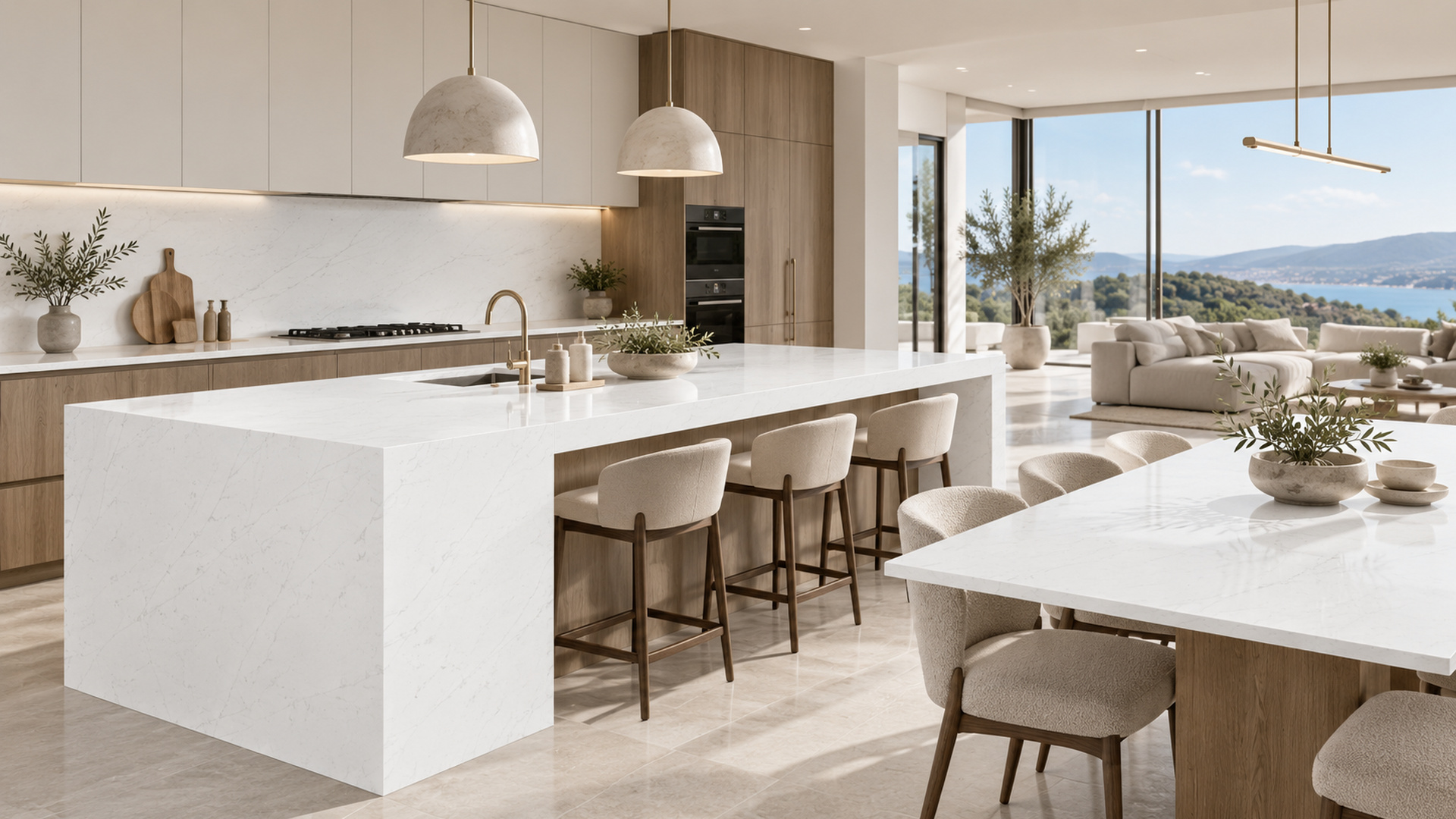 Aurea Surfaces Carrara Elegance ZERO Collection kitchen and dining application